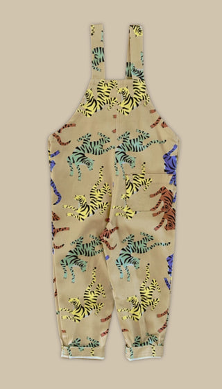 SunKin - back view of tiger print twill dungarees with UV protection