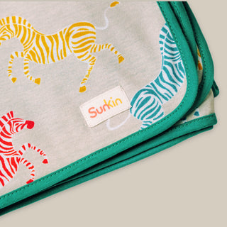 Sun blanket in zebra print showing detail 