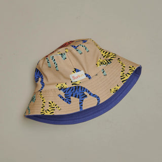 Tiger view of SunKin’s Violet Tiger Print Bucket Hat—UPF50+ sun-safe style with wide brim and breathable cotton.