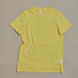 Bright yellow UPF50+ kids tee—lightweight, breathable, and made for playful sun-smart adventures