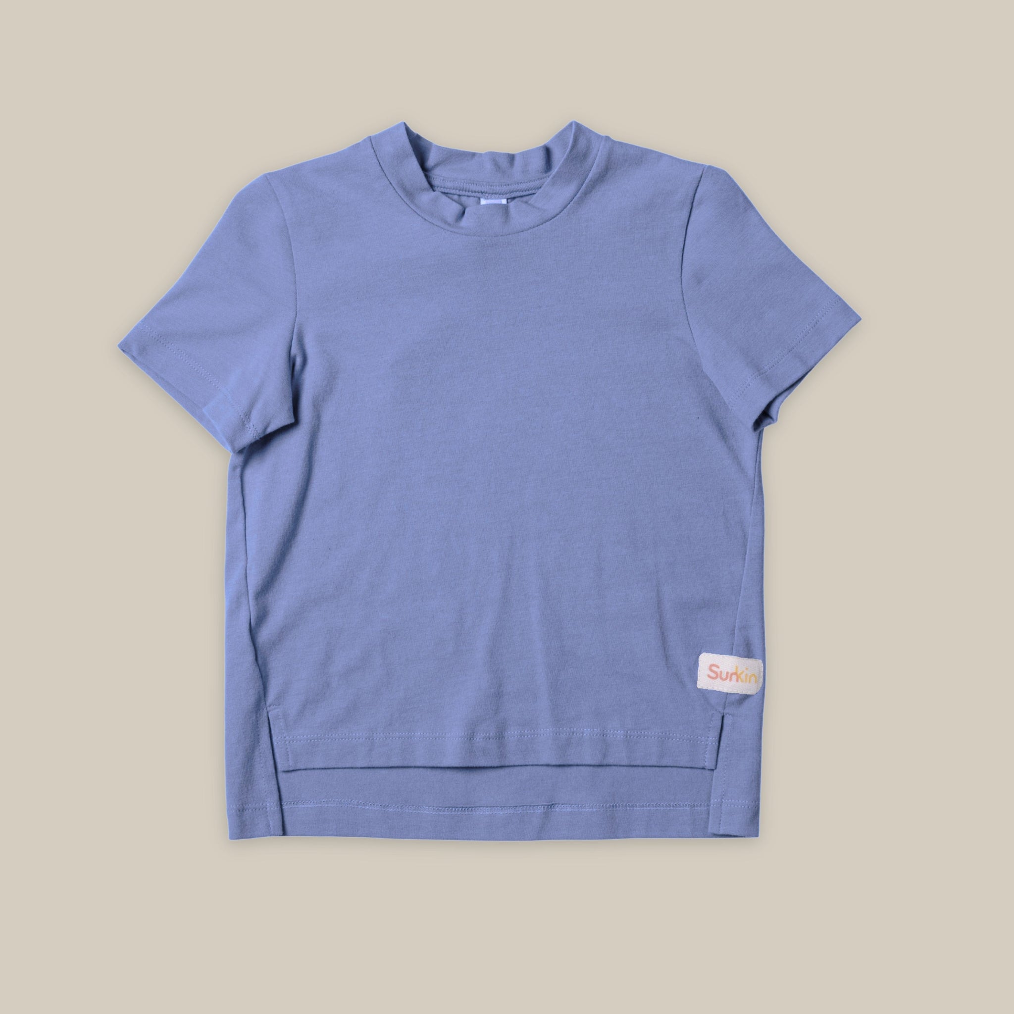 Violet kids tshirt with dropped hem in lightweight cotton