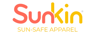 Sunkin sun-safe apparel logo with colorful text on a transparent background